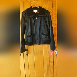 Black Moto Bomber Jacket Faux Leather